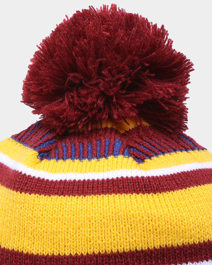 New Era Brisbane Lions AFL Opening Bounce 2022 Pom Wordmark Beanie Dark Red