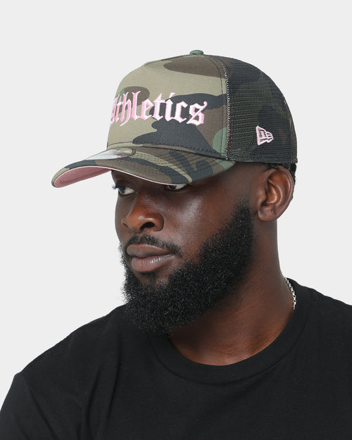 New Era Oakland Athletics "Camo Twist" 9FORTY A-Frame Trucker Snapback Camo Pink