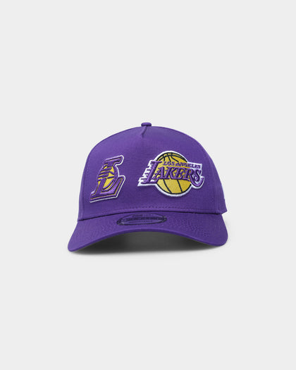 New Era Los Angeles Lakers Two Logo Original Team Colours 9Forty A-Frame Snapback  Purple