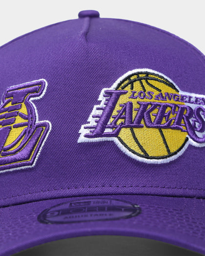 New Era Los Angeles Lakers Two Logo Original Team Colours 9Forty A-Frame Snapback  Purple