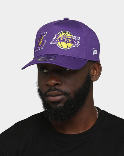 New Era Los Angeles Lakers Two Logo Original Team Colours 9Forty A-Frame Snapback  Purple