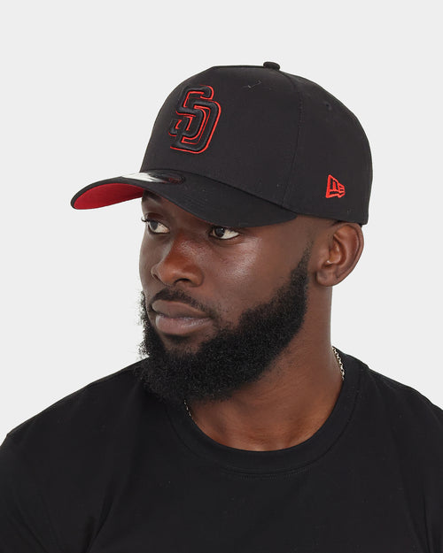 New Era San Diego Padres "Scarlet Bottom" 9FORTY A-Frame Snapback Black/Scarlet