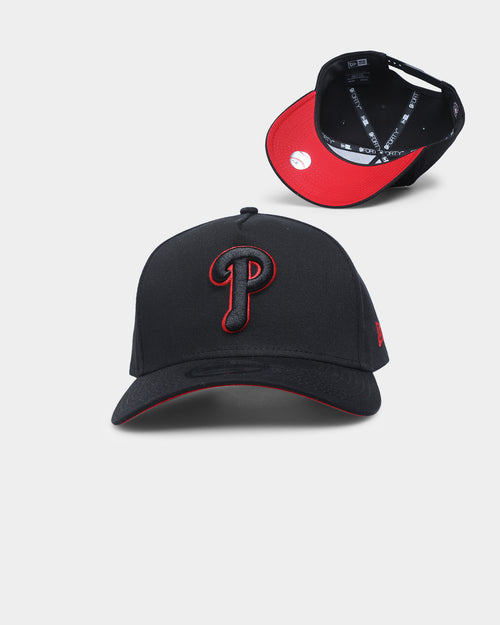 New Era Philadelphia Phillies "Scarlet Bottom" 9FORTY A-Frame Snapback Black/Scarlet