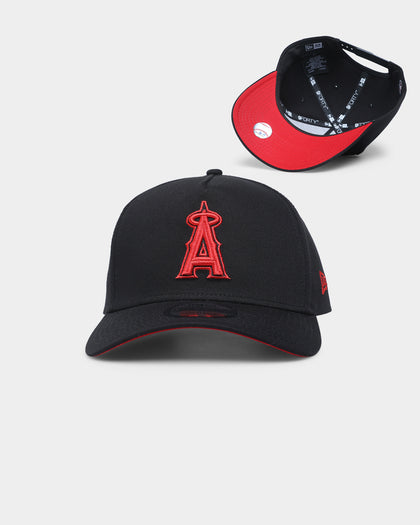 New Era Anaheim Angels "Scarlet Bottom" 9FORTY A-Frame Snapback Black/Scarlet