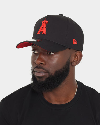 New Era Anaheim Angels "Scarlet Bottom" 9FORTY A-Frame Snapback Black/Scarlet