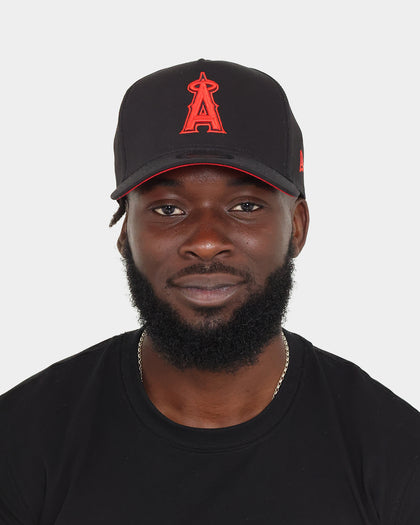 New Era Anaheim Angels "Scarlet Bottom" 9FORTY A-Frame Snapback Black/Scarlet