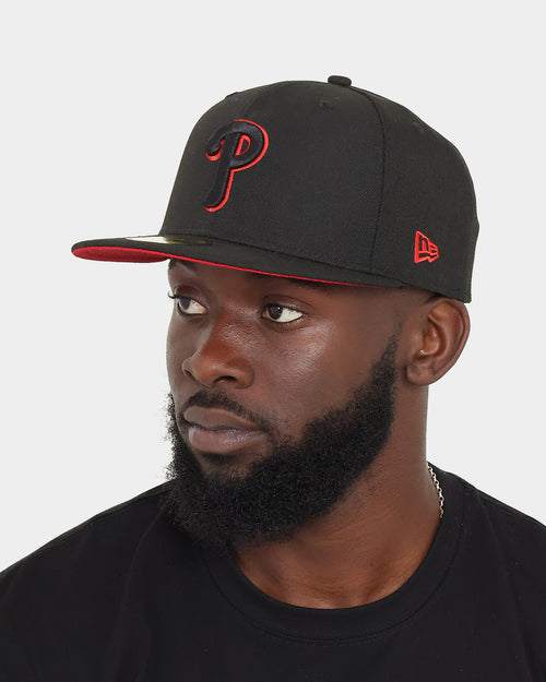 New Era Philadelphia Phillies "Scarlet Bottom" 59FIFTY Fitted Black/Scarlet