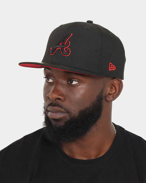 New Era Atlanta Braves "Scarlet Bottom" 59FIFTY Fitted Black/Scarlet