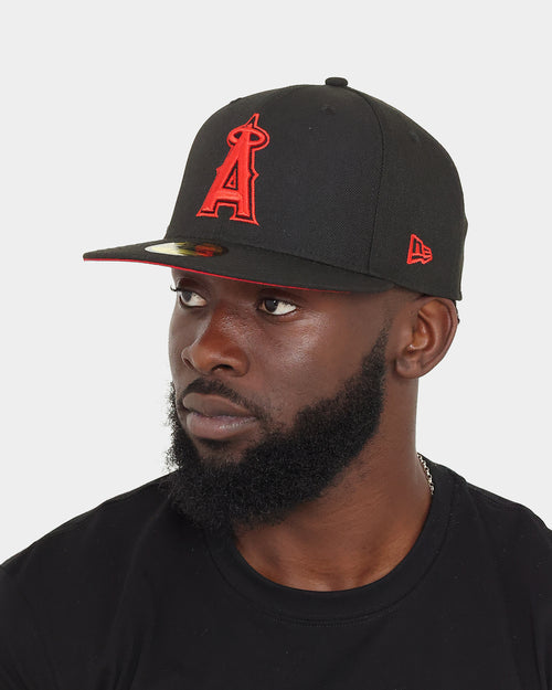 New Era Anaheim Angels "Scarlet Bottom" 59FIFTY Fitted Black/Scarlet