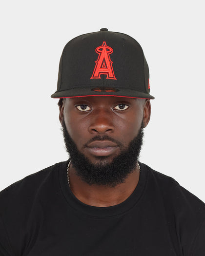 New Era Anaheim Angels "Scarlet Bottom" 59FIFTY Fitted Black/Scarlet
