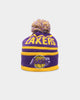 New Era Los Angeles Lakers Pom Waffle Knit Beanie Original Team Colours