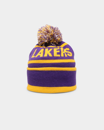 New Era Los Angeles Lakers Pom Waffle Knit Beanie Original Team Colours