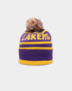 New Era Los Angeles Lakers Pom Waffle Knit Beanie Original Team Colours