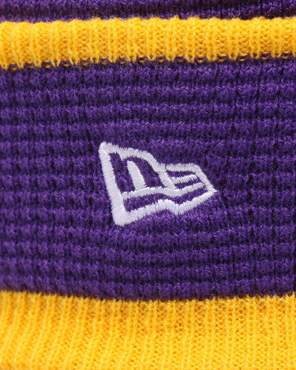 New Era Los Angeles Lakers Pom Waffle Knit Beanie Original Team Colours