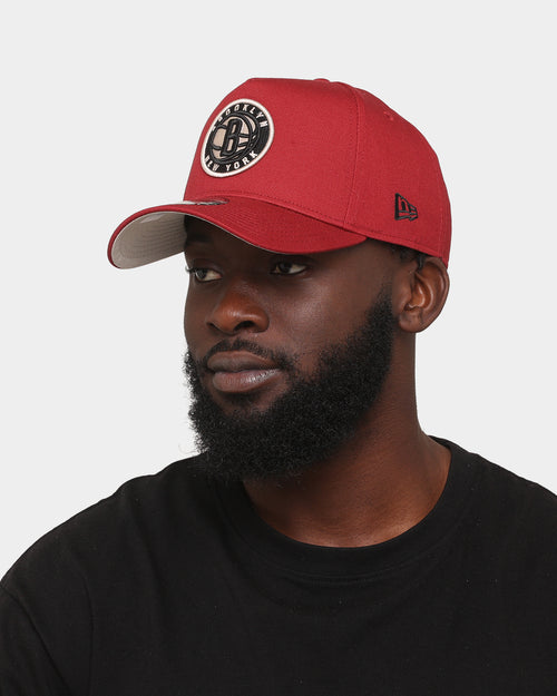 New Era Brooklyn Nets 9FORTY A-Frame Snapback Cardinal/Black/Stone
