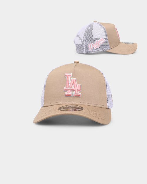 New Era Los Angeles Dodgers 'Tumbleweed Sundae' 9FORTY A-Frame Trucker Snapback Khaki/Pink