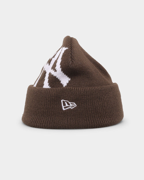 New Era New York Yankees Sunset Brown Knit Thin Beanie Walnut/White