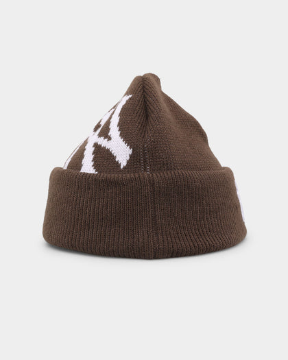 New Era New York Yankees Sunset Brown Knit Thin Beanie Walnut/White