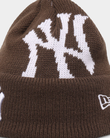 New Era New York Yankees Sunset Brown Knit Thin Beanie Walnut/White
