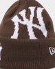 New Era New York Yankees Sunset Brown Knit Thin Beanie Walnut/White