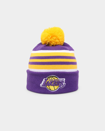 New Era Los Angeles Lakers Stripe Cuff Knit Medium Beanie Original Team Colours