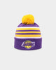 New Era Los Angeles Lakers Stripe Cuff Knit Medium Beanie Original Team Colours