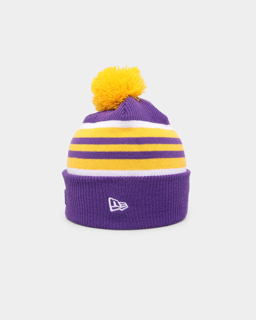 New Era Los Angeles Lakers Stripe Cuff Knit Medium Beanie Original Team Colours