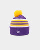 New Era Los Angeles Lakers Stripe Cuff Knit Medium Beanie Original Team Colours