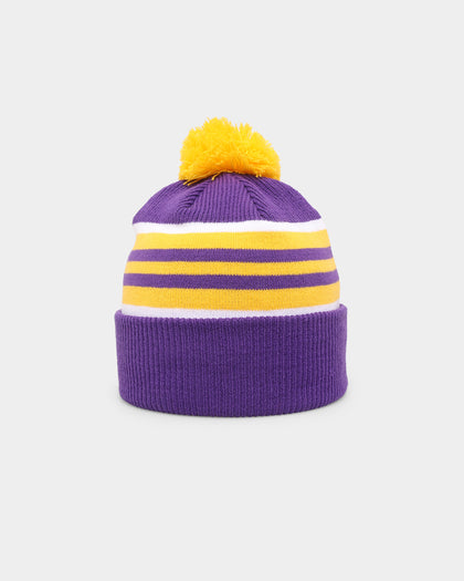 New Era Los Angeles Lakers Stripe Cuff Knit Medium Beanie Original Team Colours
