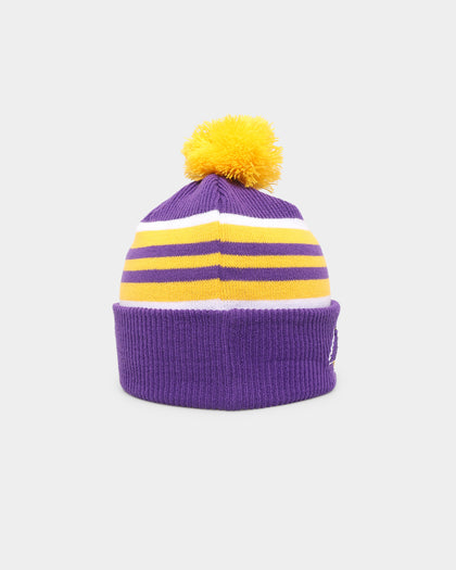 New Era Los Angeles Lakers Stripe Cuff Knit Medium Beanie Original Team Colours