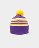 New Era Los Angeles Lakers Stripe Cuff Knit Medium Beanie Original Team Colours