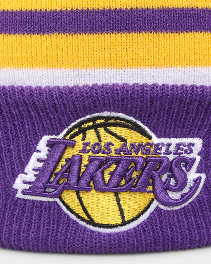 New Era Los Angeles Lakers Stripe Cuff Knit Medium Beanie Original Team Colours