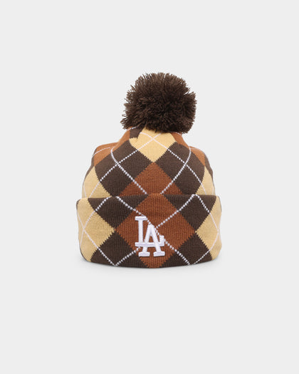 New Era Los Angeles Dodgers 'Argyle' Knit Medium Pom Beanie Coffee