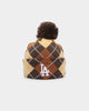 New Era Los Angeles Dodgers 'Argyle' Knit Medium Pom Beanie Coffee