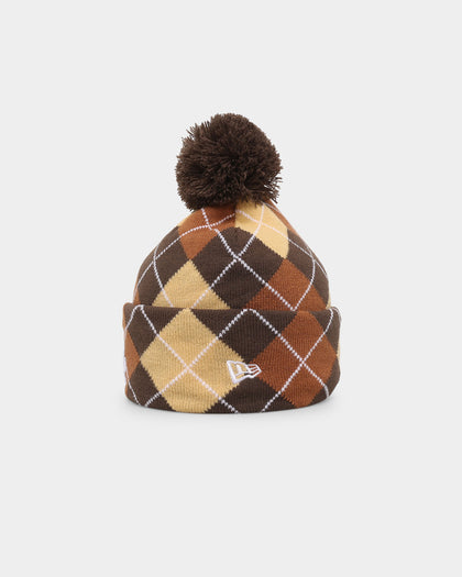 New Era Los Angeles Dodgers 'Argyle' Knit Medium Pom Beanie Coffee