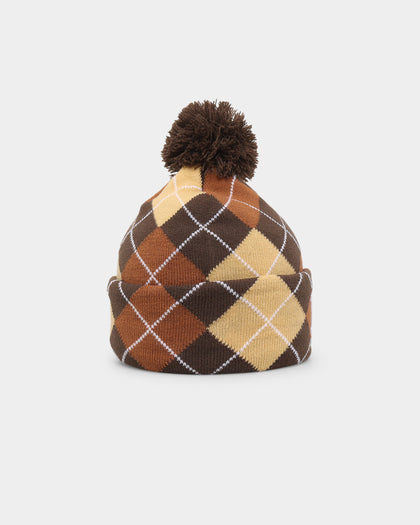 New Era Los Angeles Dodgers 'Argyle' Knit Medium Pom Beanie Coffee