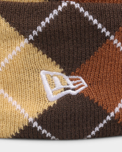 New Era Los Angeles Dodgers 'Argyle' Knit Medium Pom Beanie Coffee