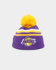 New Era Kids' Los Angeles Lakers Stripe Cuff Knit Beanie Original Team Colours