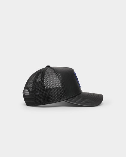 New Era Los Angeles Dodgers 'PU Leather' 9FORTY A-Frame Trucker Snapback Black Leather