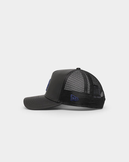 New Era Los Angeles Dodgers 'PU Leather' 9FORTY A-Frame Trucker Snapback Black Leather