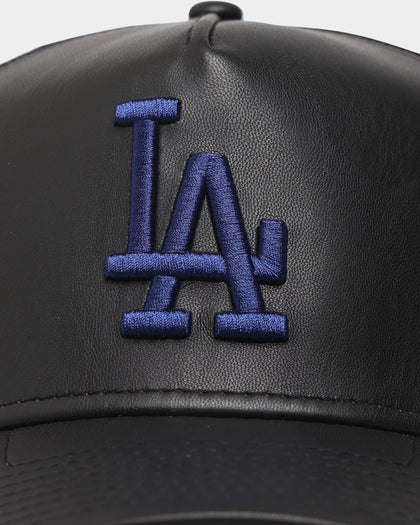 New Era Los Angeles Dodgers 'PU Leather' 9FORTY A-Frame Trucker Snapback Black Leather