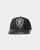 New Era Las Vegas Raiders 'PU Leather' 9FORTY A-Frame Trucker Snapback Black Leather