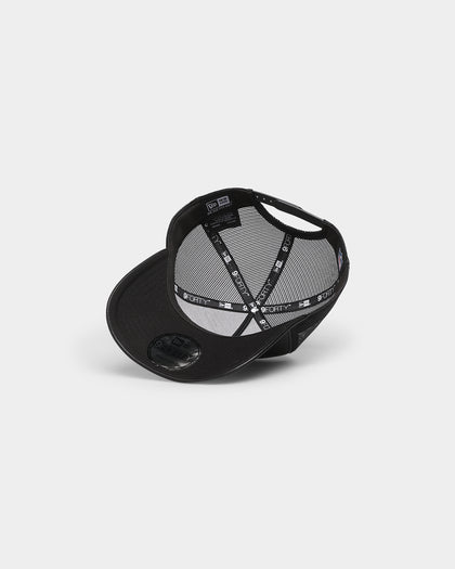 New Era Las Vegas Raiders 'PU Leather' 9FORTY A-Frame Trucker Snapback Black Leather