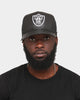 New Era Las Vegas Raiders 'PU Leather' 9FORTY A-Frame Trucker Snapback Black Leather