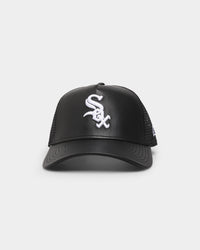 New Era Chicago White Sox 'PU Leather' 9FORTY A-Frame Trucker Snapback Black Leather