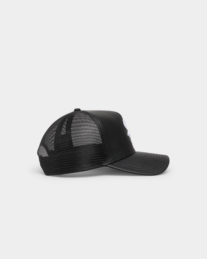 New Era Chicago White Sox 'PU Leather' 9FORTY A-Frame Trucker Snapback Black Leather