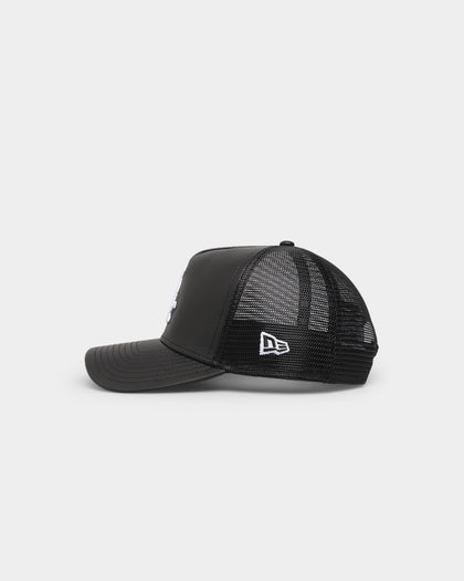 New Era Chicago White Sox 'PU Leather' 9FORTY A-Frame Trucker Snapback Black Leather