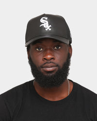 New Era Chicago White Sox 'PU Leather' 9FORTY A-Frame Trucker Snapback Black Leather