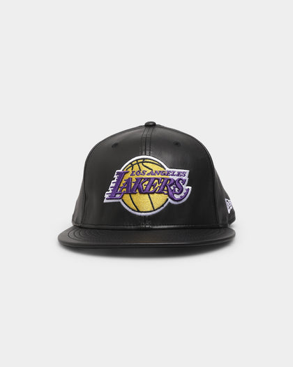 New Era Los Angeles Lakers 'PU Leather' 59FIFTY Fitted Black Leather