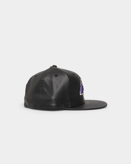 New Era Los Angeles Lakers 'PU Leather' 59FIFTY Fitted Black Leather